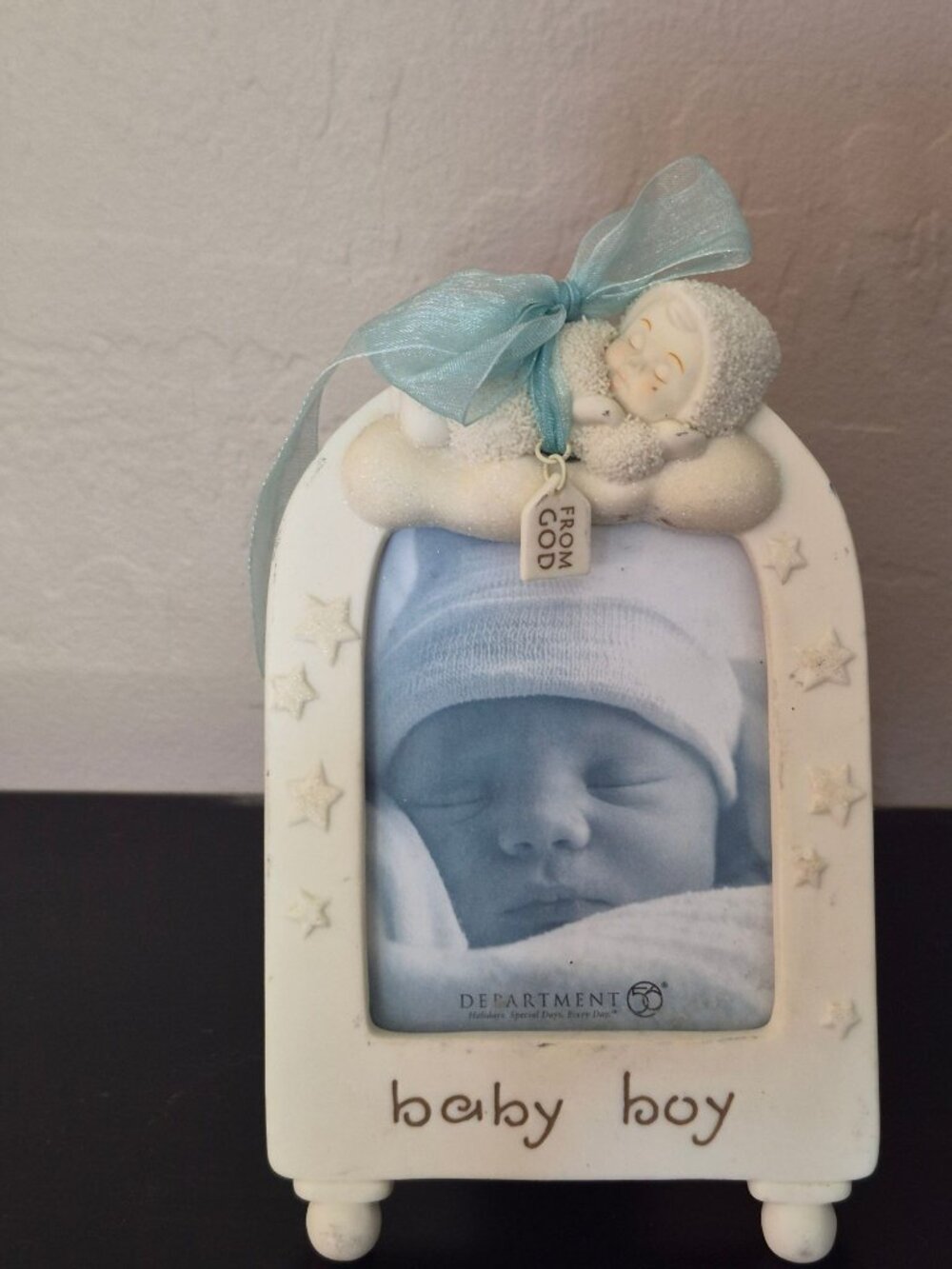 From God Baby Boy Photo Frame With Sleeping Baby Figurine By Department 56
